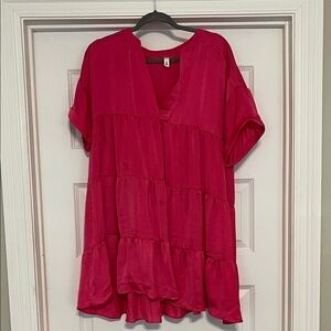 Glam Vibrant Pink Tiered Dress size M